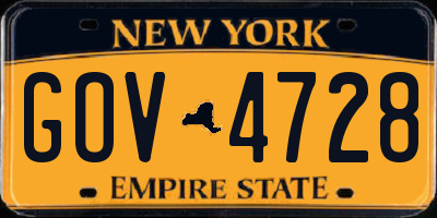 NY license plate GOV4728