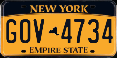 NY license plate GOV4734