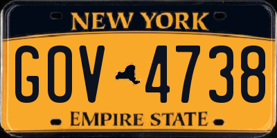NY license plate GOV4738