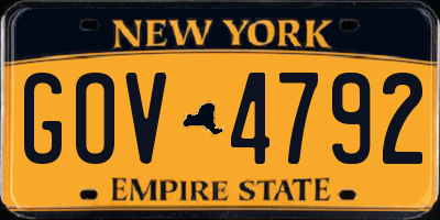 NY license plate GOV4792