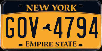 NY license plate GOV4794