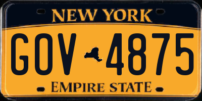 NY license plate GOV4875