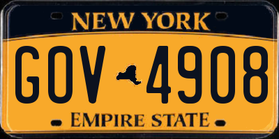 NY license plate GOV4908