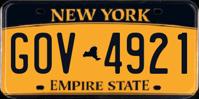 NY license plate GOV4921