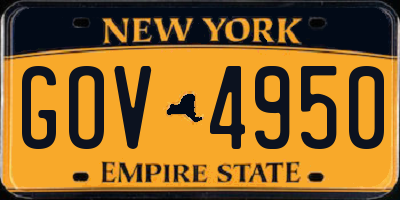 NY license plate GOV4950