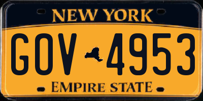 NY license plate GOV4953