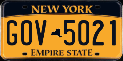 NY license plate GOV5021