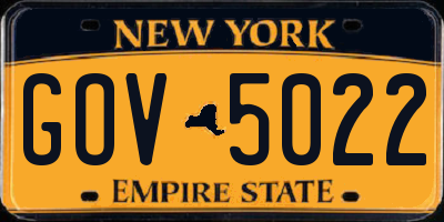 NY license plate GOV5022