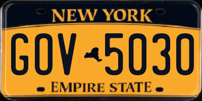 NY license plate GOV5030