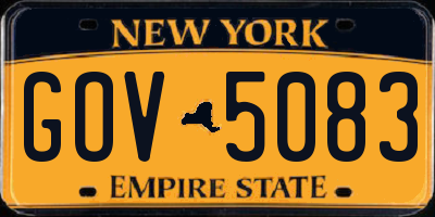 NY license plate GOV5083