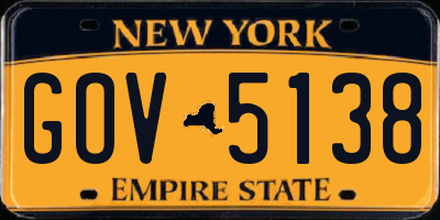 NY license plate GOV5138