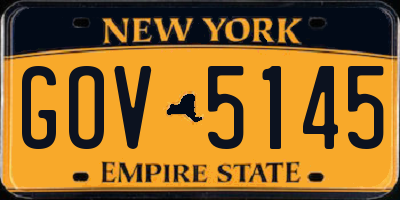 NY license plate GOV5145