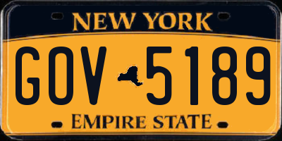 NY license plate GOV5189