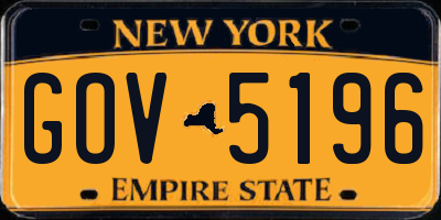 NY license plate GOV5196