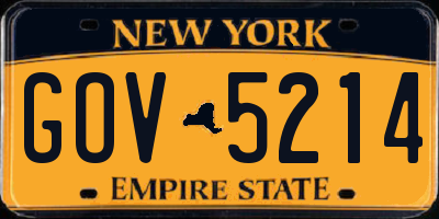 NY license plate GOV5214