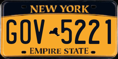 NY license plate GOV5221