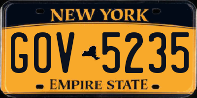 NY license plate GOV5235