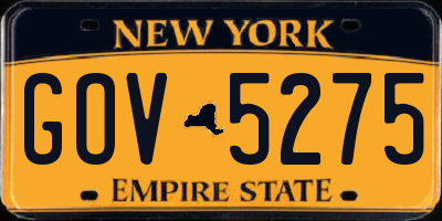 NY license plate GOV5275