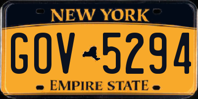 NY license plate GOV5294