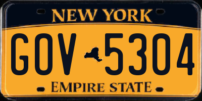 NY license plate GOV5304