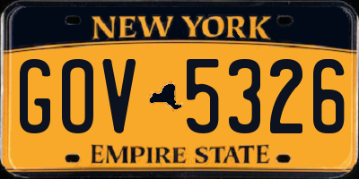 NY license plate GOV5326