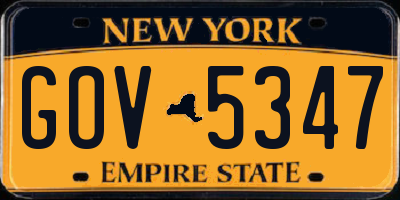 NY license plate GOV5347