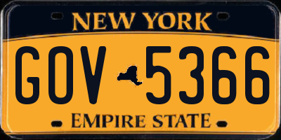 NY license plate GOV5366