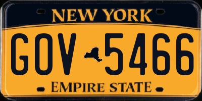 NY license plate GOV5466