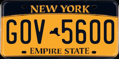 NY license plate GOV5600
