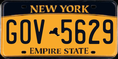 NY license plate GOV5629