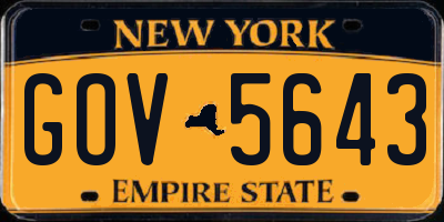 NY license plate GOV5643