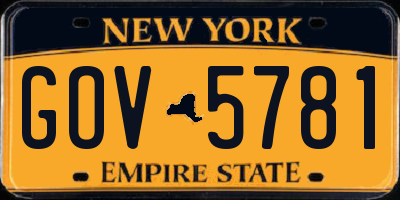 NY license plate GOV5781