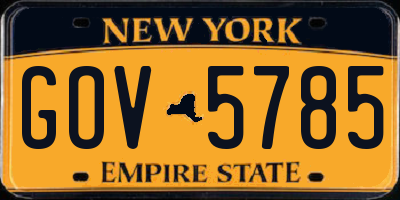 NY license plate GOV5785
