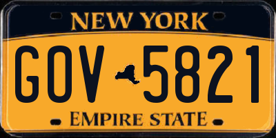 NY license plate GOV5821