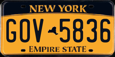 NY license plate GOV5836