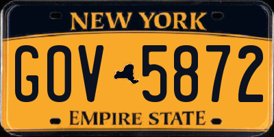 NY license plate GOV5872
