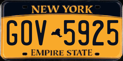 NY license plate GOV5925