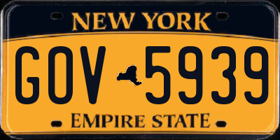 NY license plate GOV5939