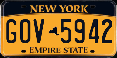 NY license plate GOV5942