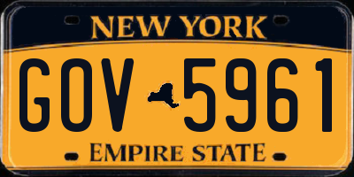 NY license plate GOV5961