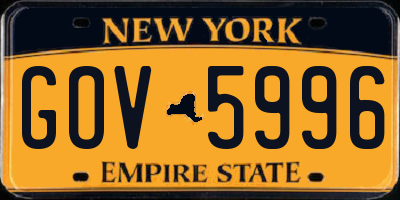 NY license plate GOV5996