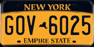 NY license plate GOV6025