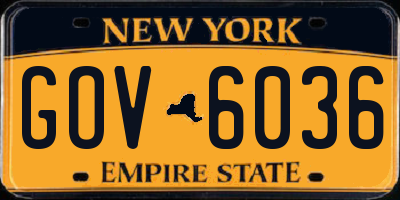 NY license plate GOV6036