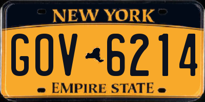 NY license plate GOV6214
