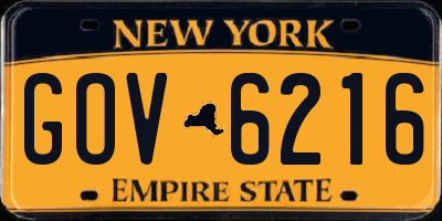 NY license plate GOV6216
