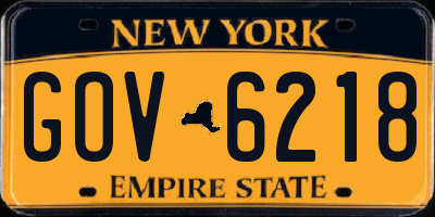 NY license plate GOV6218