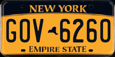 NY license plate GOV6260
