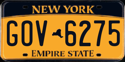 NY license plate GOV6275