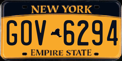 NY license plate GOV6294