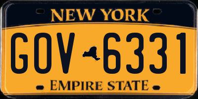 NY license plate GOV6331